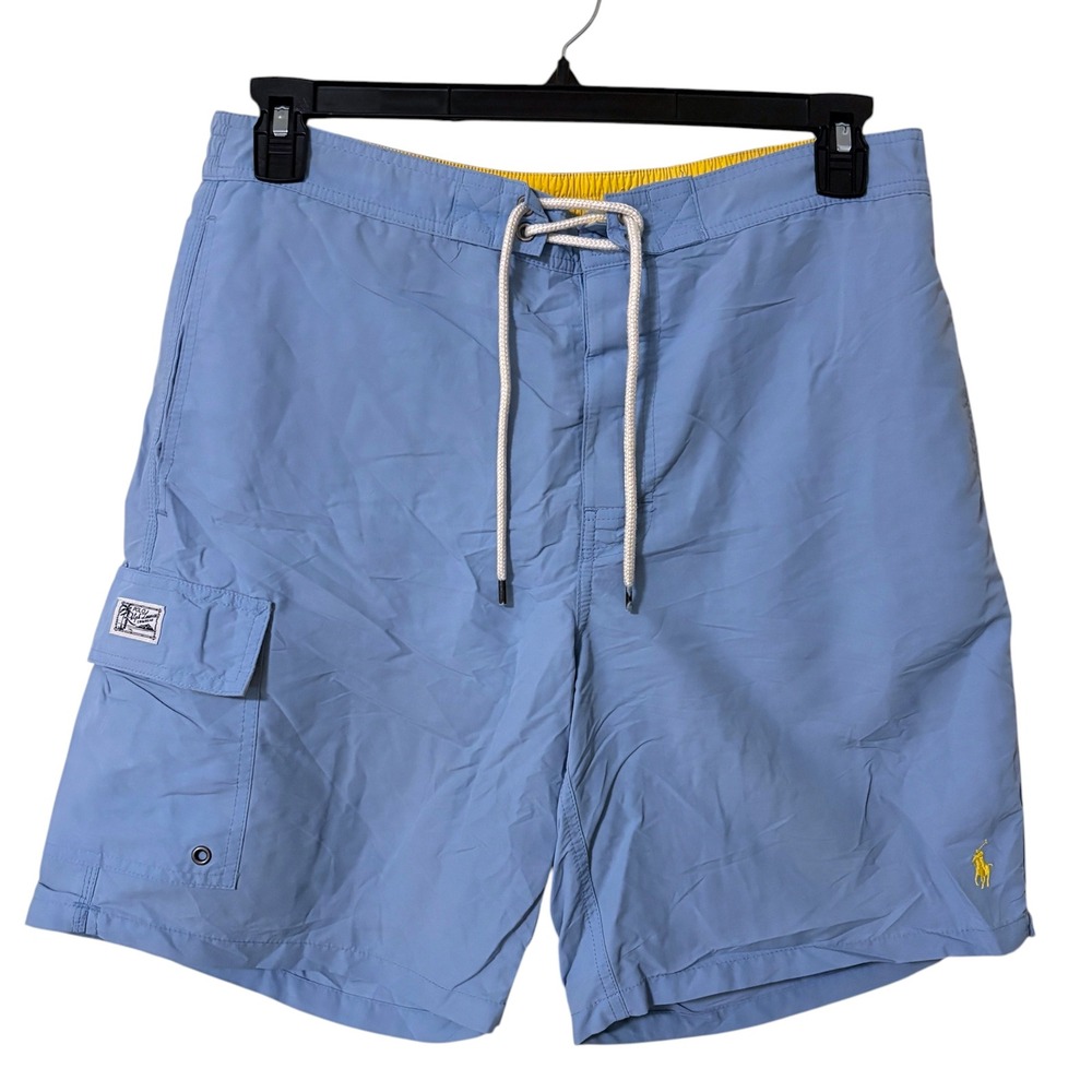 Polo Ralph Lauren Mens Large‎ Swim Trunks Light Blue Cargo Pocket Pastel Beach